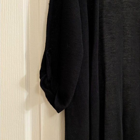 Talbots Black Open Knit Cardigan with Roll Up Sleeves - Picture 11 of 12